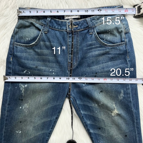NWOT Wildfox Distressed Slouchy Paint Splatter High Waist Boyfriend Cropped Jean - Picture 10 of 10
